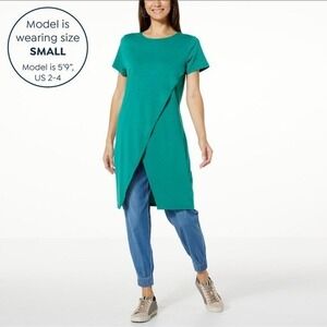 G by Giuliana Drama Knit Crossover Front Tunic Tee - XS